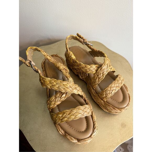 Marc Fisher Genie Espadrille Platform Sandal 6M Raffia Summer Strappy Feminine - Picture 4 of 12